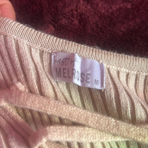 Lace-Up Ribbed Cream Top - Picture 2 of 2